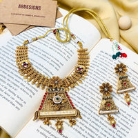 Thumbnail for Luxurious Antique Golden Plated Matt Finish Necklace Set