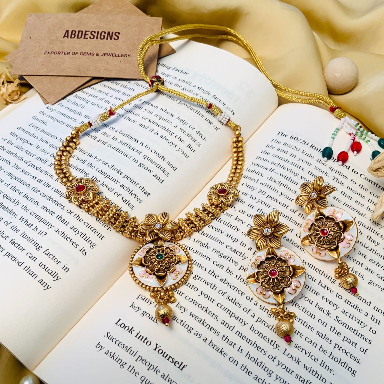 Artistic Antique Golden Plated Matt Finish Necklace Set - Abdesignsjewellery