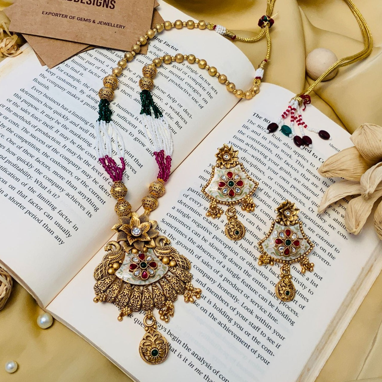 Golden Plated Vintage Peacock Necklace Set