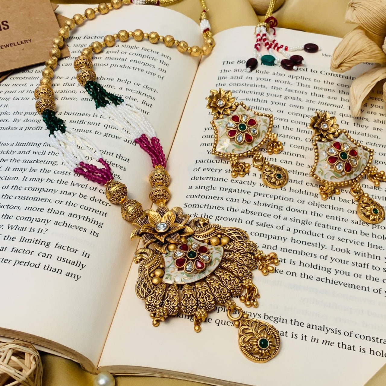 Golden Plated Vintage Peacock Necklace Set