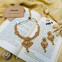 Thumbnail for Finely crafted Antique Golden Plated Matt Finish Necklace Set