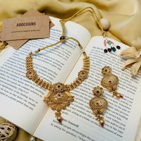 Thumbnail for Finely crafted Antique Golden Plated Matt Finish Necklace Set