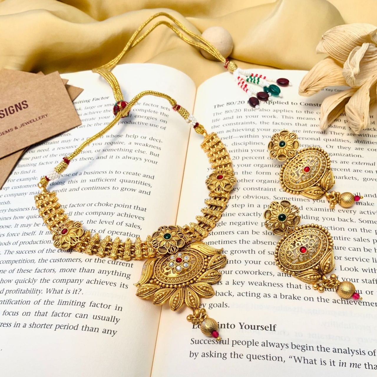Finely crafted Antique Golden Plated Matt Finish Necklace Set