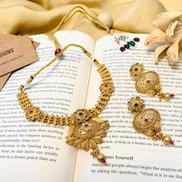 Thumbnail for Finely crafted Antique Golden Plated Matt Finish Necklace Set