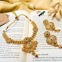 Thumbnail for Finely crafted Antique Golden Plated Matt Finish Necklace Set
