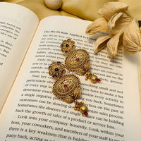 Thumbnail for Antique Golden Plated Matt Finish Necklace Set - Abdesignsjewellery