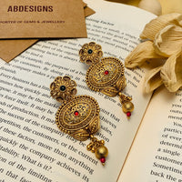 Thumbnail for Finely crafted Antique Golden Plated Matt Finish Necklace Set