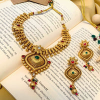 Thumbnail for Aesthetic Golden Polish Matt Finish Necklace Set - Abdesignsjewellery