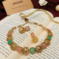 Thumbnail for Luxurious Antique Golden Plated Necklace Set