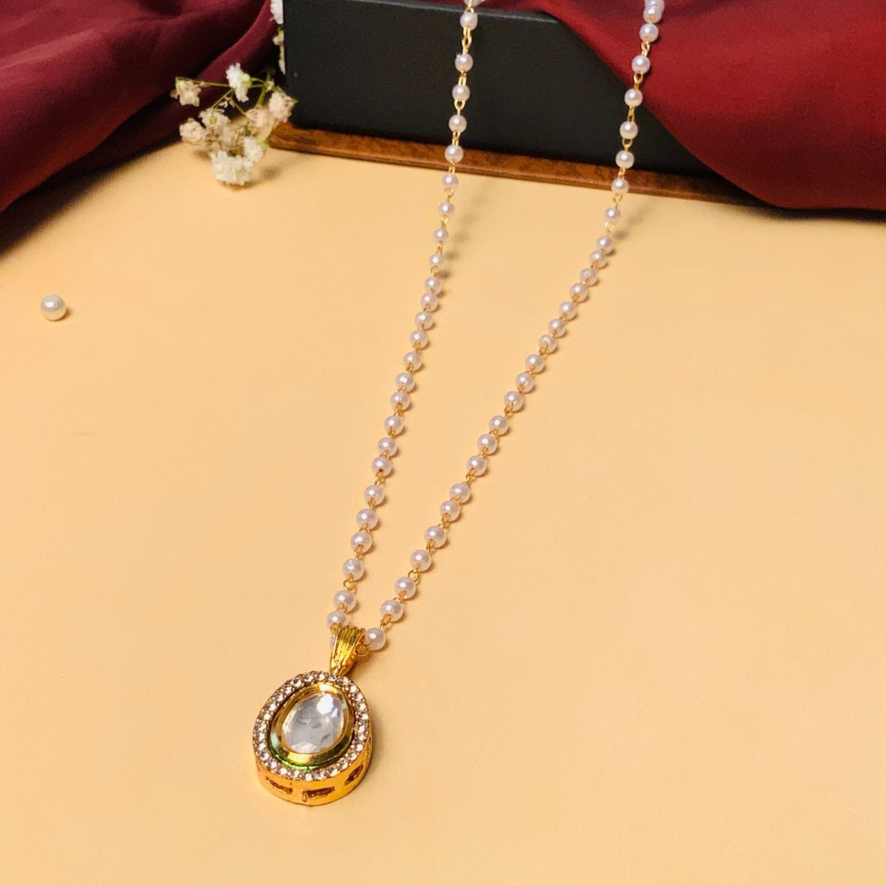 Precious Gold Plated Polki Diamond Chain Earring