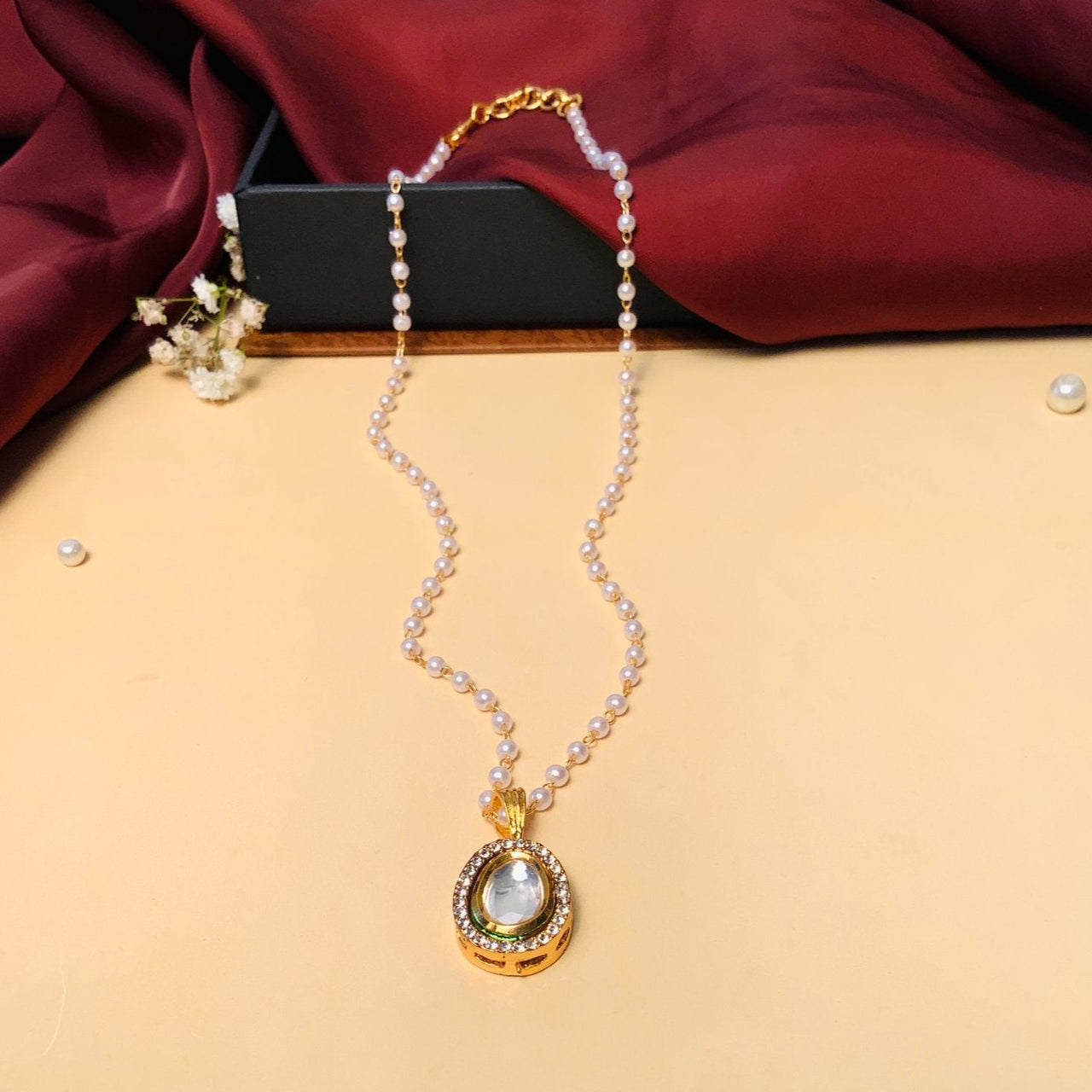 Precious Gold Plated Polki Diamond Chain Earring