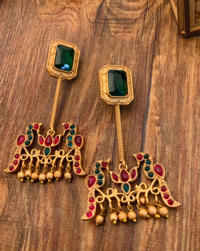 High Quality Matt Gold Plated Peacock Earring