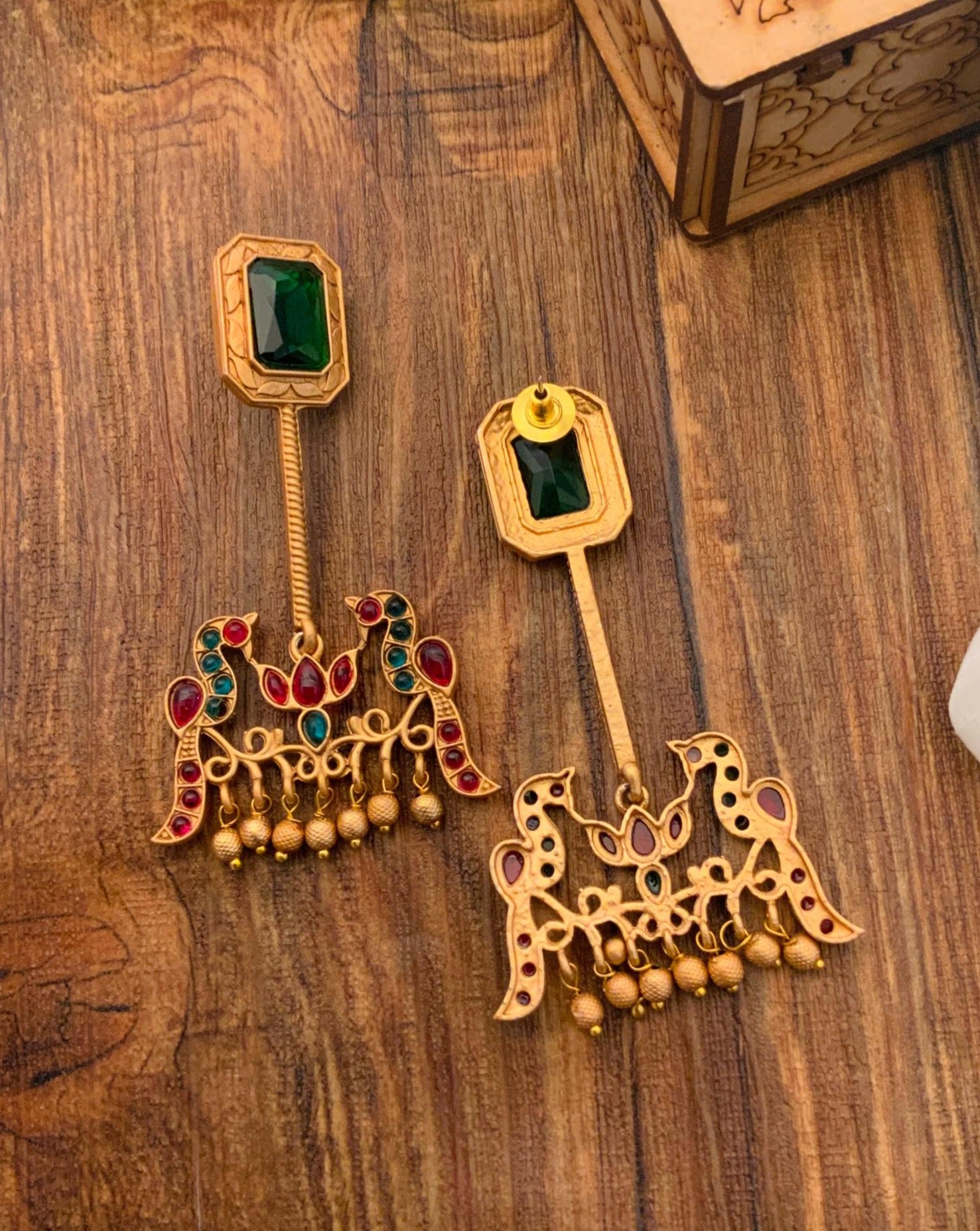 High Quality Matt Gold Plated Peacock Earring