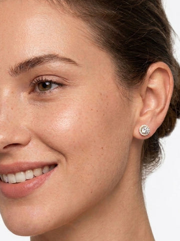 925 Sterling Silver Diamond Gold Studs Earring
