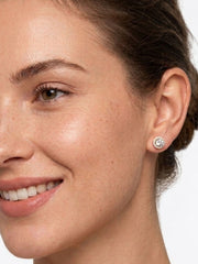 925 Sterling Silver Diamond Gold Studs Earring