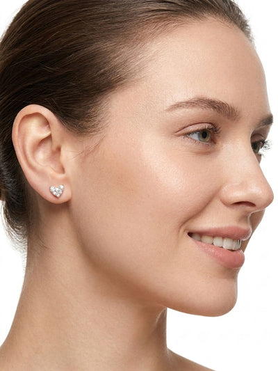 925 Silver Cz Heart Stud Earrings in Gold Plating | Abdesigns