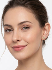 925 Silver Floral Elegant Stud Earrings in Gold Plating | Abdesigns