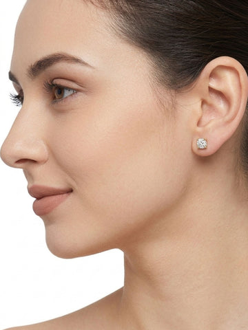 925 Silver Solitaire Minimal CZ Stud Earrings in Gold Plating | Abdesigns