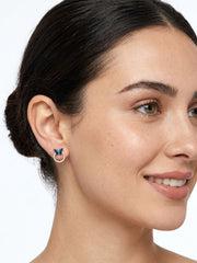 925 Sterling Silver Gold Plated Blue Butterfly Stud Earrings