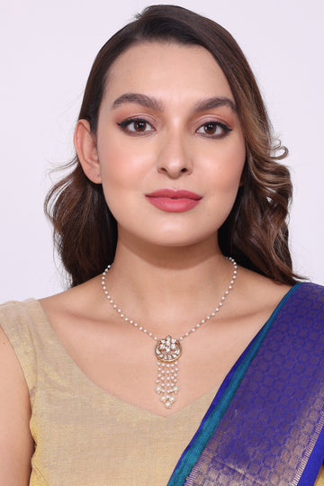 Gold Plated Flower Polki Kundan Chain