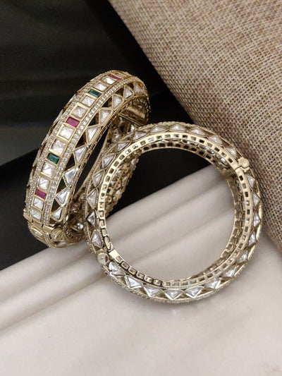 Abdesigns Antique Victorian Plated Polki Bangles Set