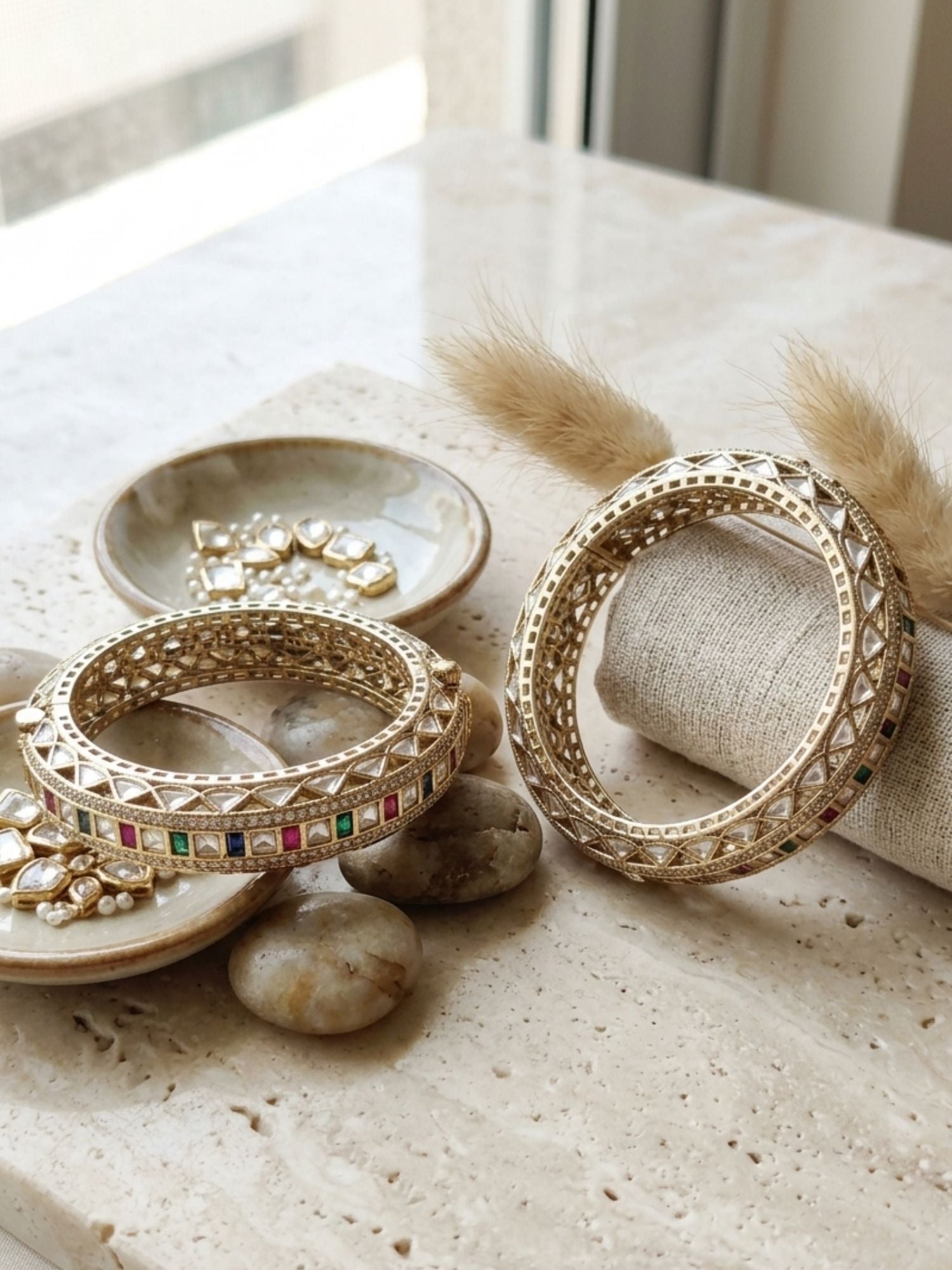 Abdesigns Antique Victorian Plated Polki Bangles Set
