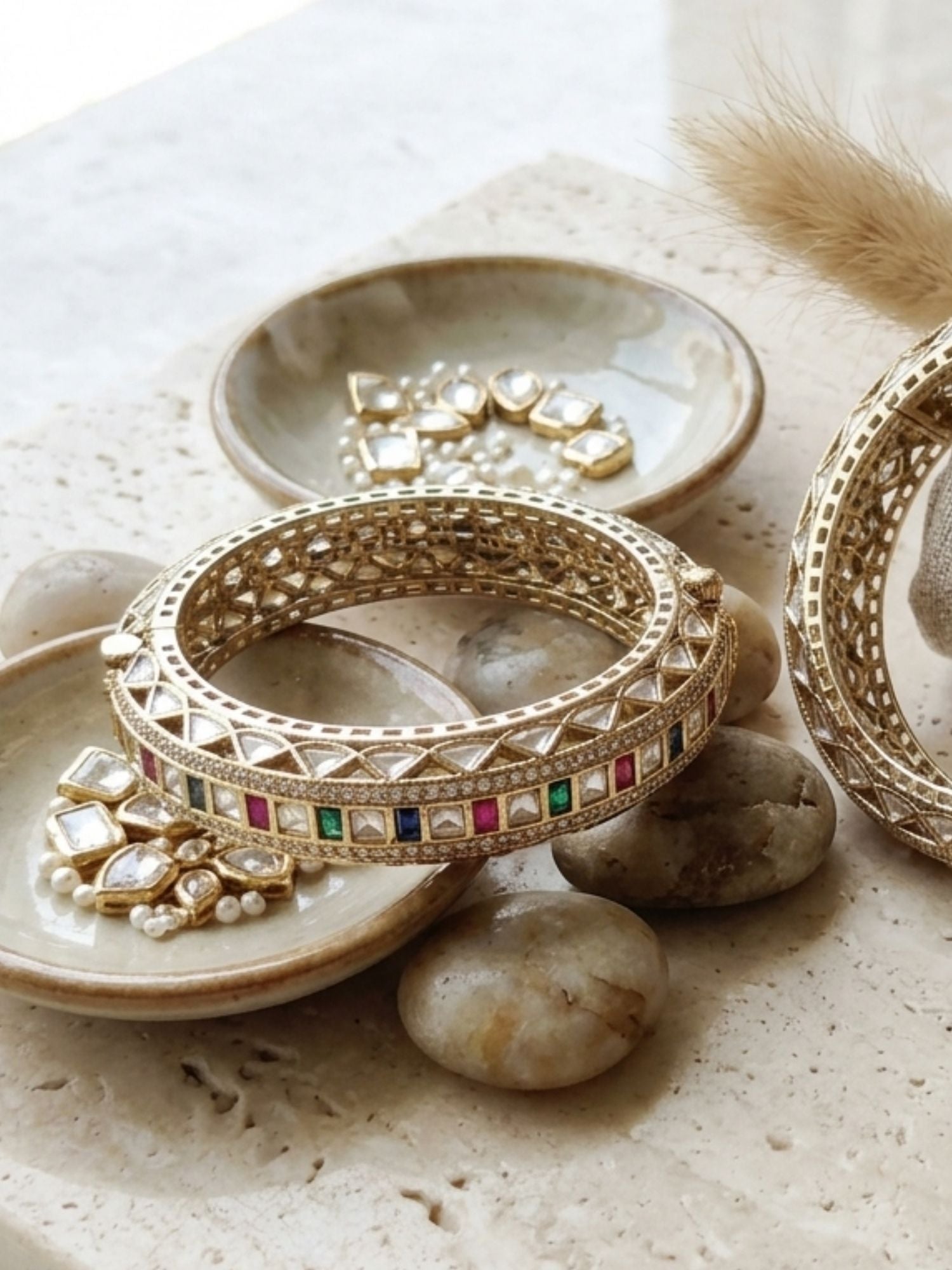 Abdesigns Antique Victorian Plated Polki Bangles Set