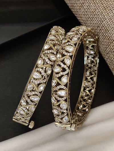 Abdesigns Antique White Polki Victorian Bangles Set
