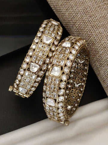 Abdesigns Victorian Gold Plated Geometric Polki Bangles