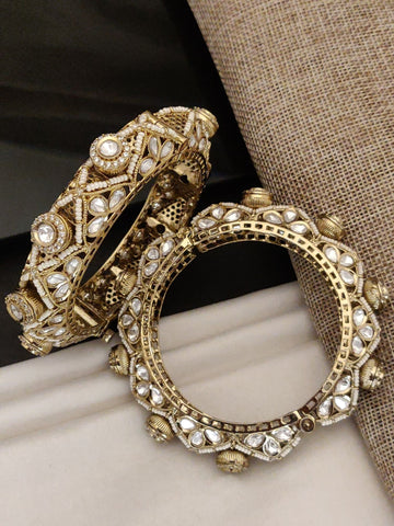 Abdesigns Victorian Plated Bangle Set with Ghungroo & Pearl