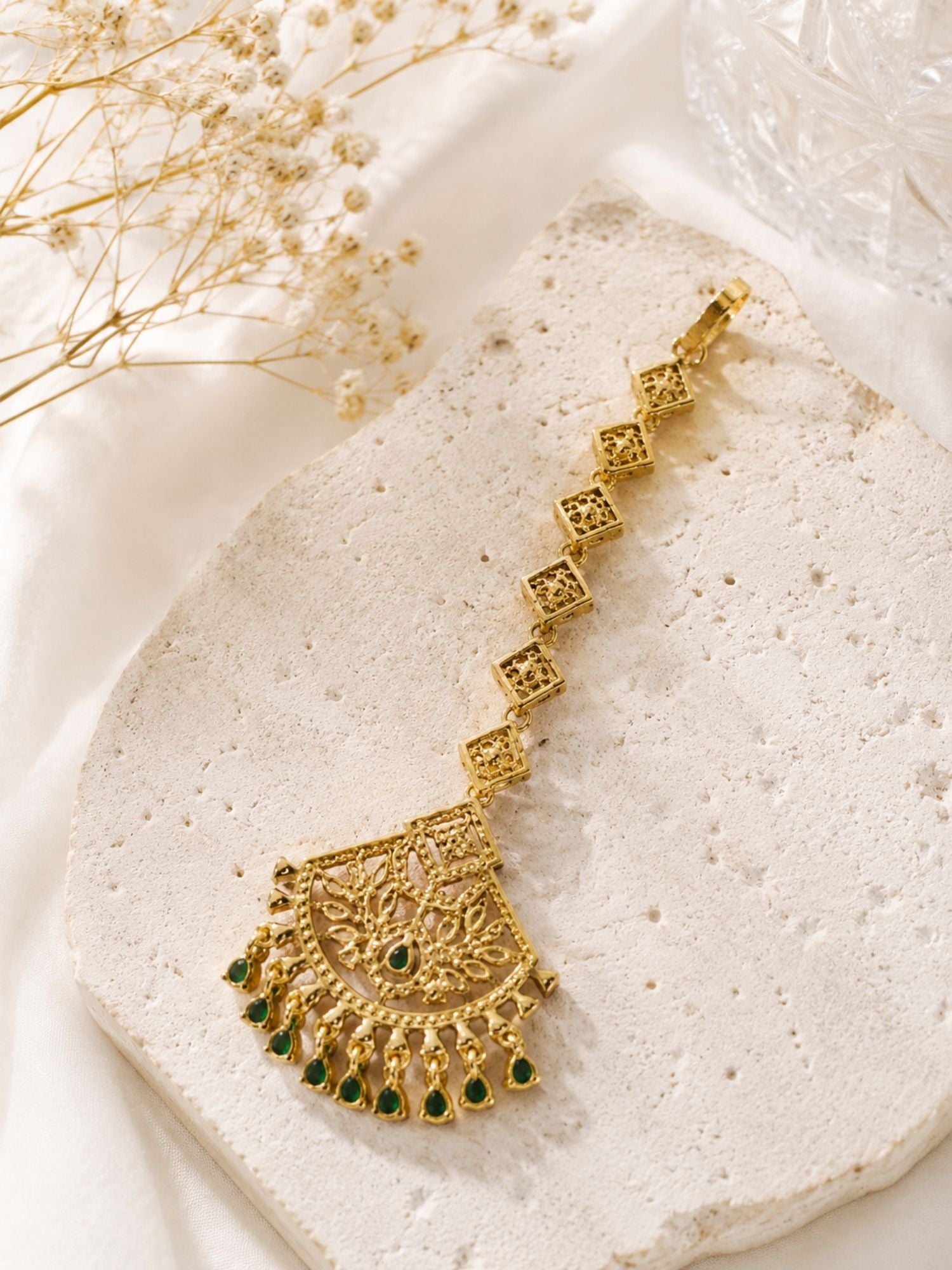 Oversize Oxidsed Gold American Diamond Bollywood Style Maang Tikka