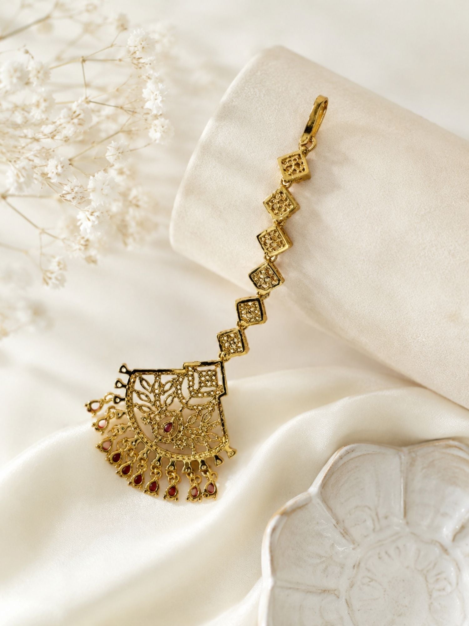 Oversize Oxidsed Gold American Diamond Bollywood Style Maang Tikka