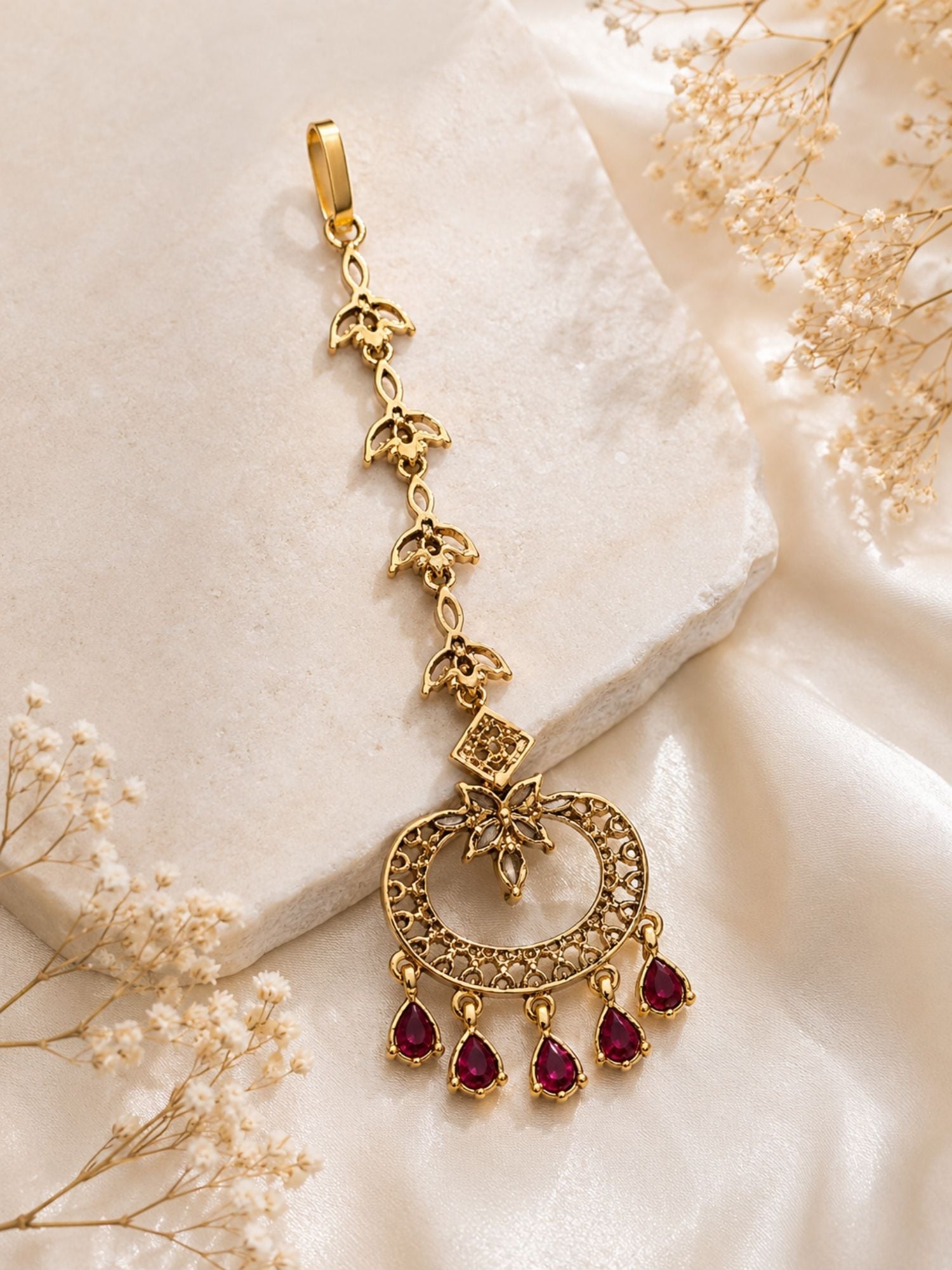 Victorian Oxidsed Gold Plated American Diamond Cz Maangtikka