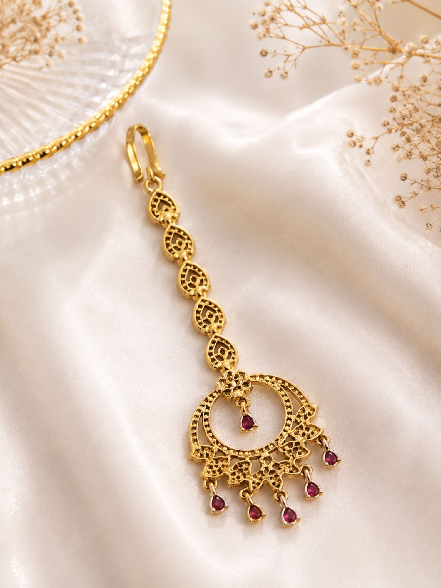 Classic Victorian Oxidsed Gold Plated Colourful American Diamond Cz Maangtikka