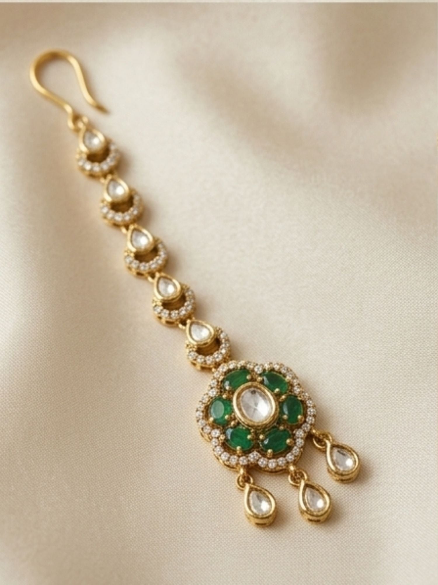 Emerald Green Polki Victorian Style Necklace Set - necklace by Abdesigns Jewellery