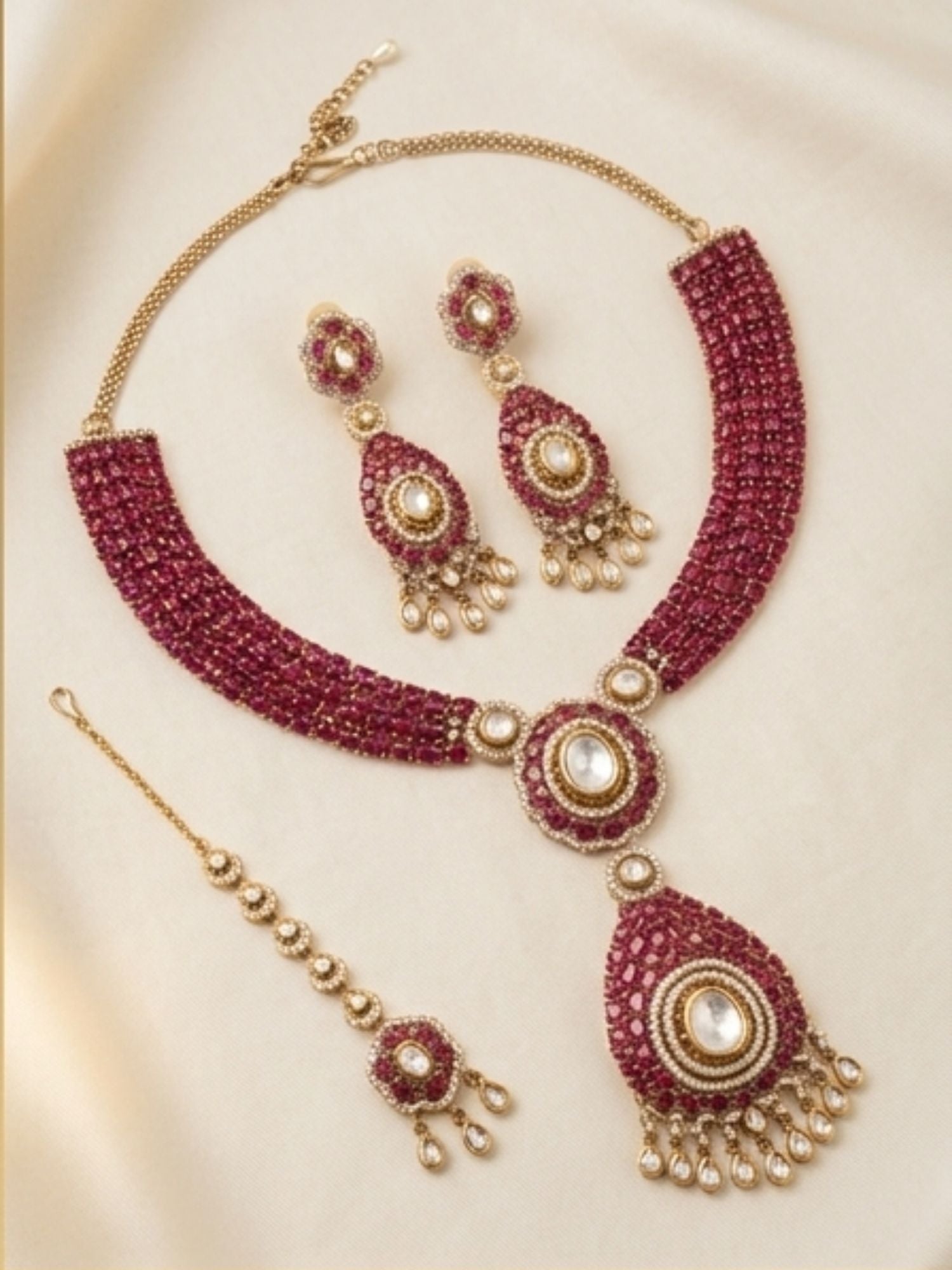 Polki Victorian Style Polki Necklace Set - necklace by Abdesigns Jewellery