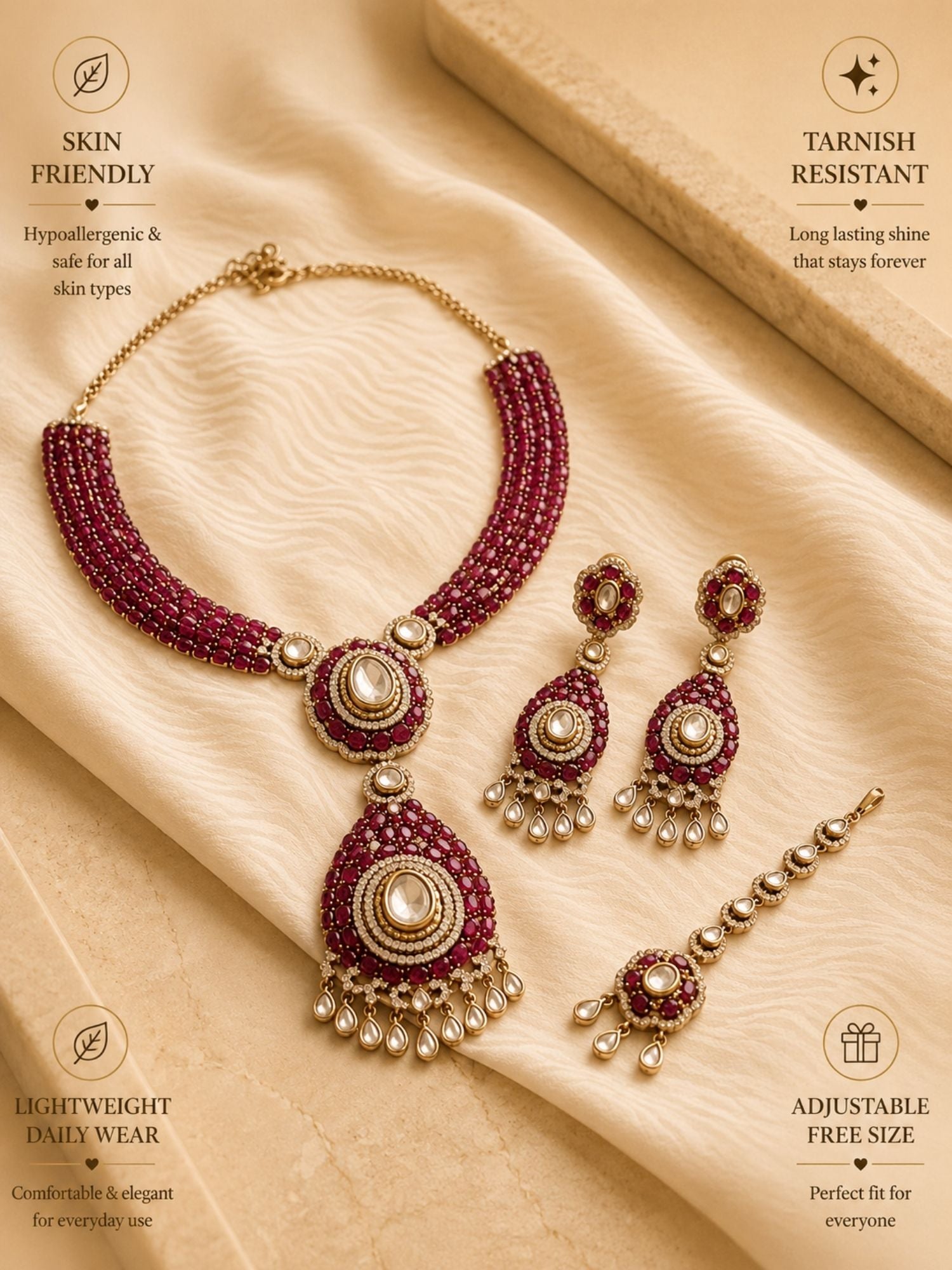 Polki Victorian Style Polki Necklace Set - necklace by Abdesigns Jewellery
