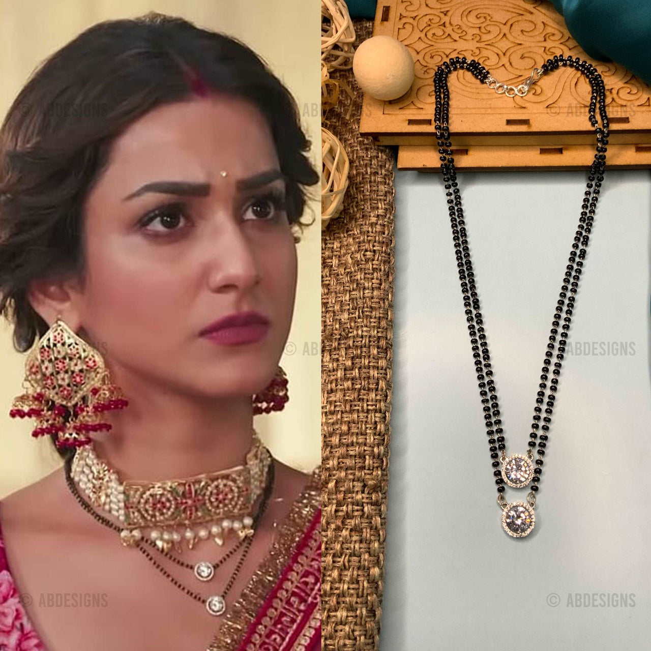 Amandeep Sidhu Inspired Double Gold Stone Mangalsutra - Abdesignsjewellery