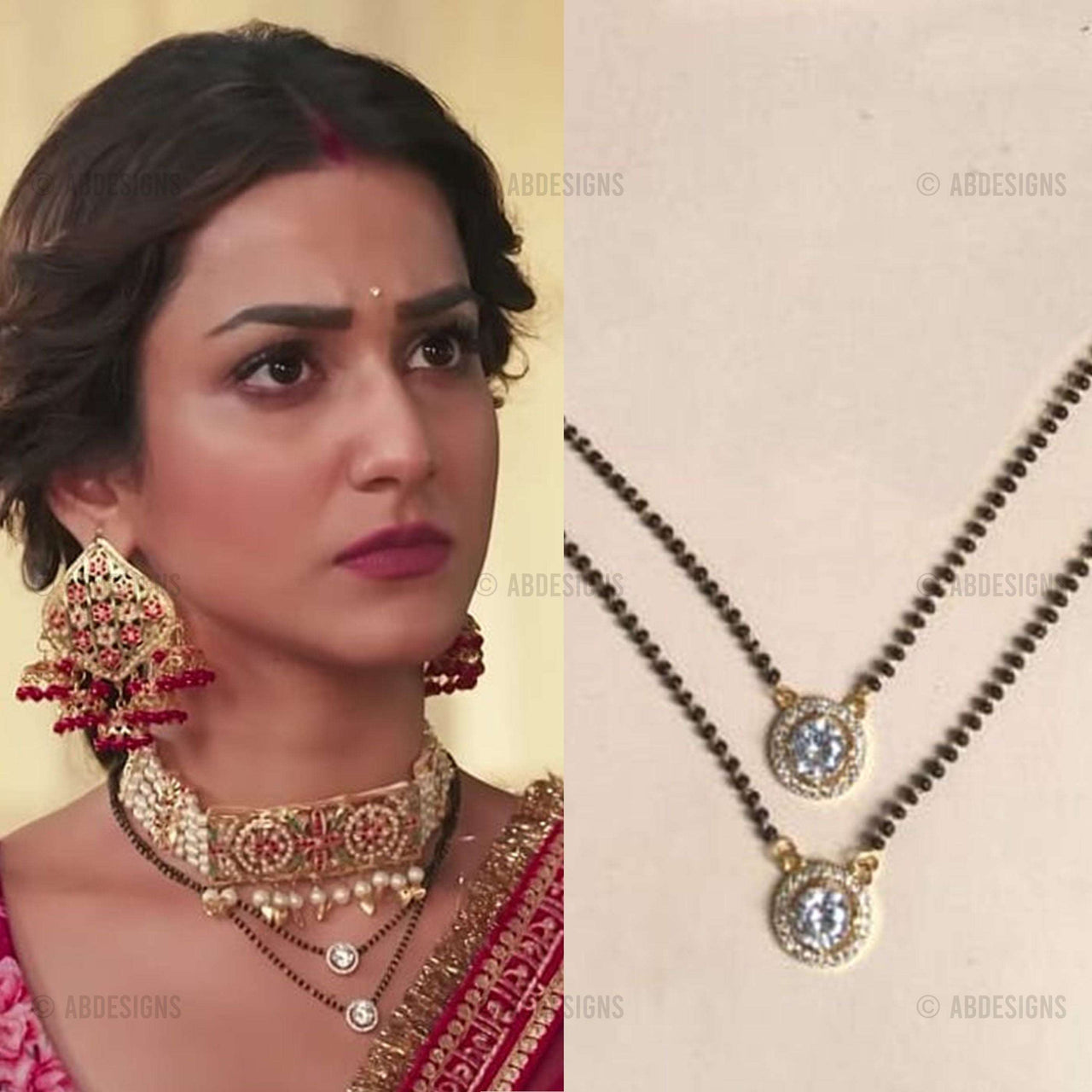 Amandeep Sidhu Inspired Double Gold Stone Mangalsutra - Abdesignsjewellery