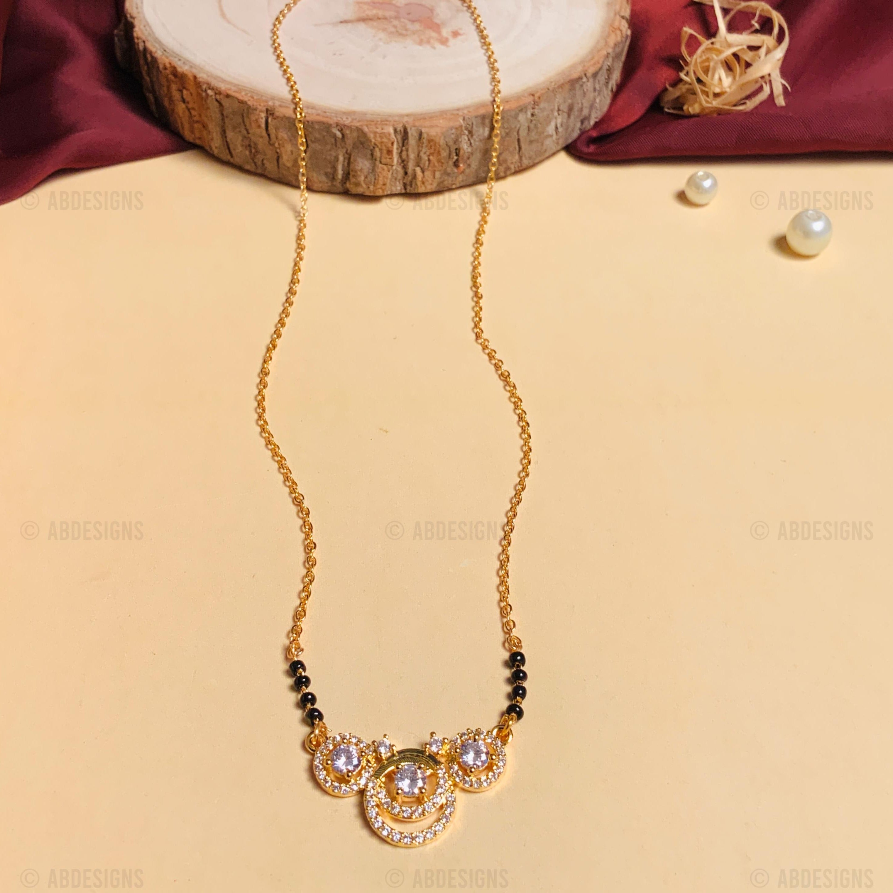 High Quality Bold Gold Plated American Diamond Mangalsutra - mangalsutra by Abdesigns Jewellery