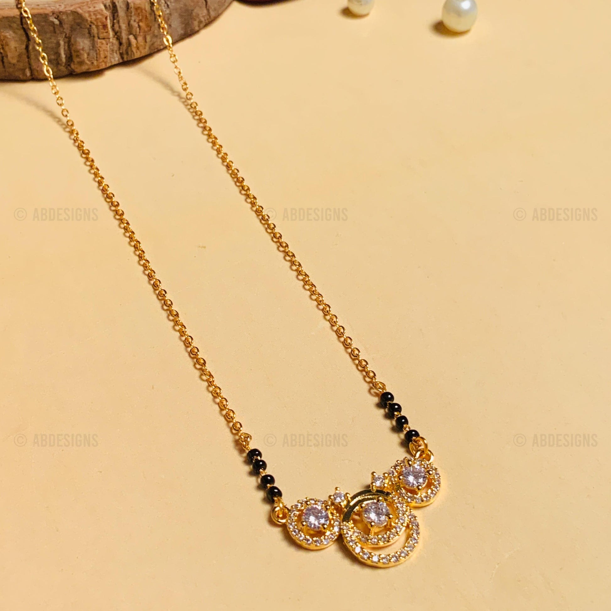 High Quality Bold Gold Plated American Diamond Mangalsutra - mangalsutra by Abdesigns Jewellery