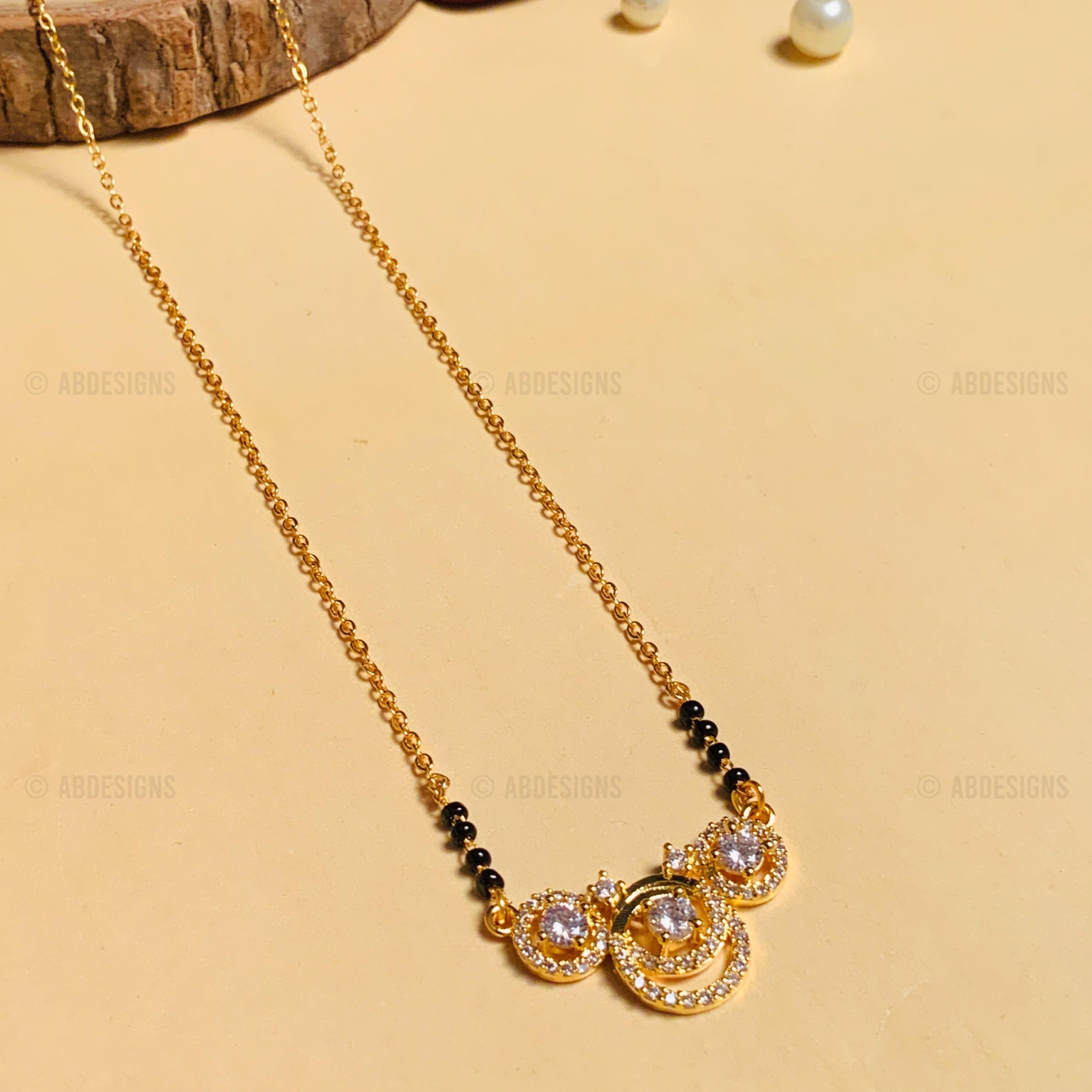 High Quality Bold Gold Plated American Diamond Mangalsutra - mangalsutra by Abdesigns Jewellery