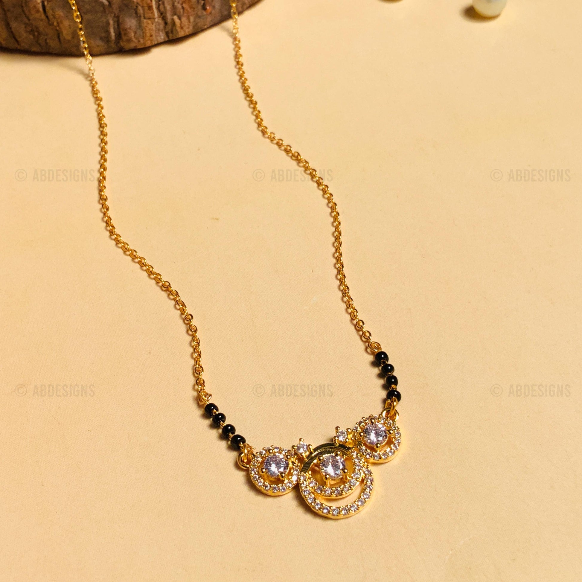 High Quality Bold Gold Plated American Diamond Mangalsutra - mangalsutra by Abdesigns Jewellery