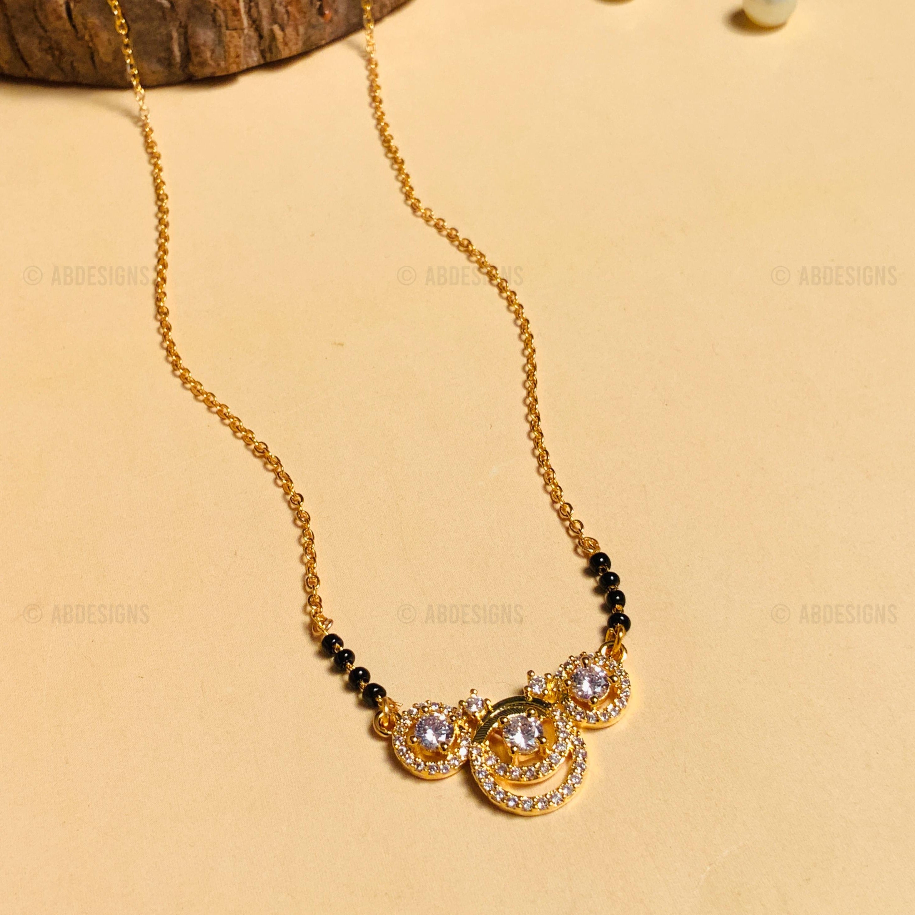 High Quality Bold Gold Plated American Diamond Mangalsutra - mangalsutra by Abdesigns Jewellery