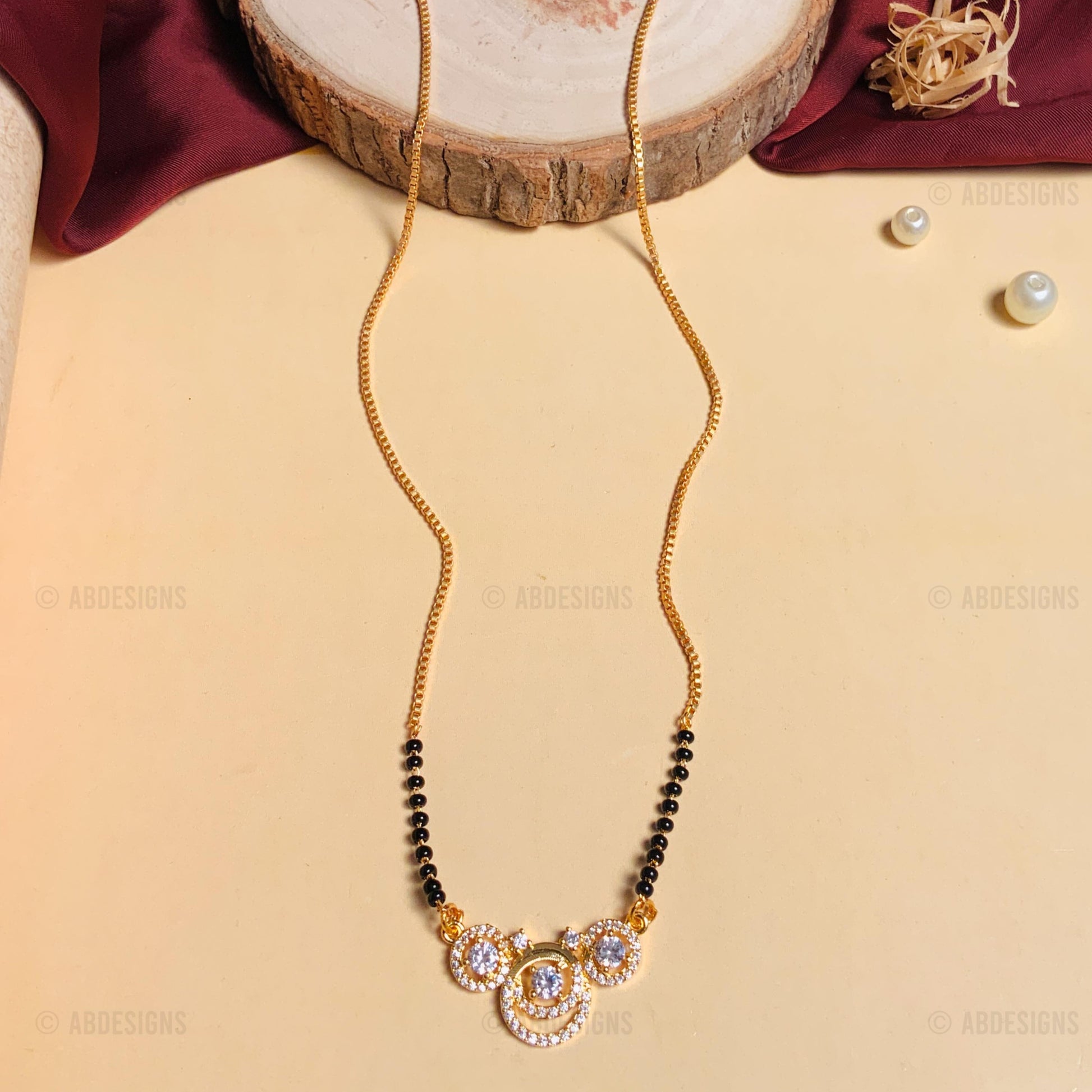 High Quality Bold Gold Plated American Diamond Mangalsutra - mangalsutra by Abdesigns Jewellery