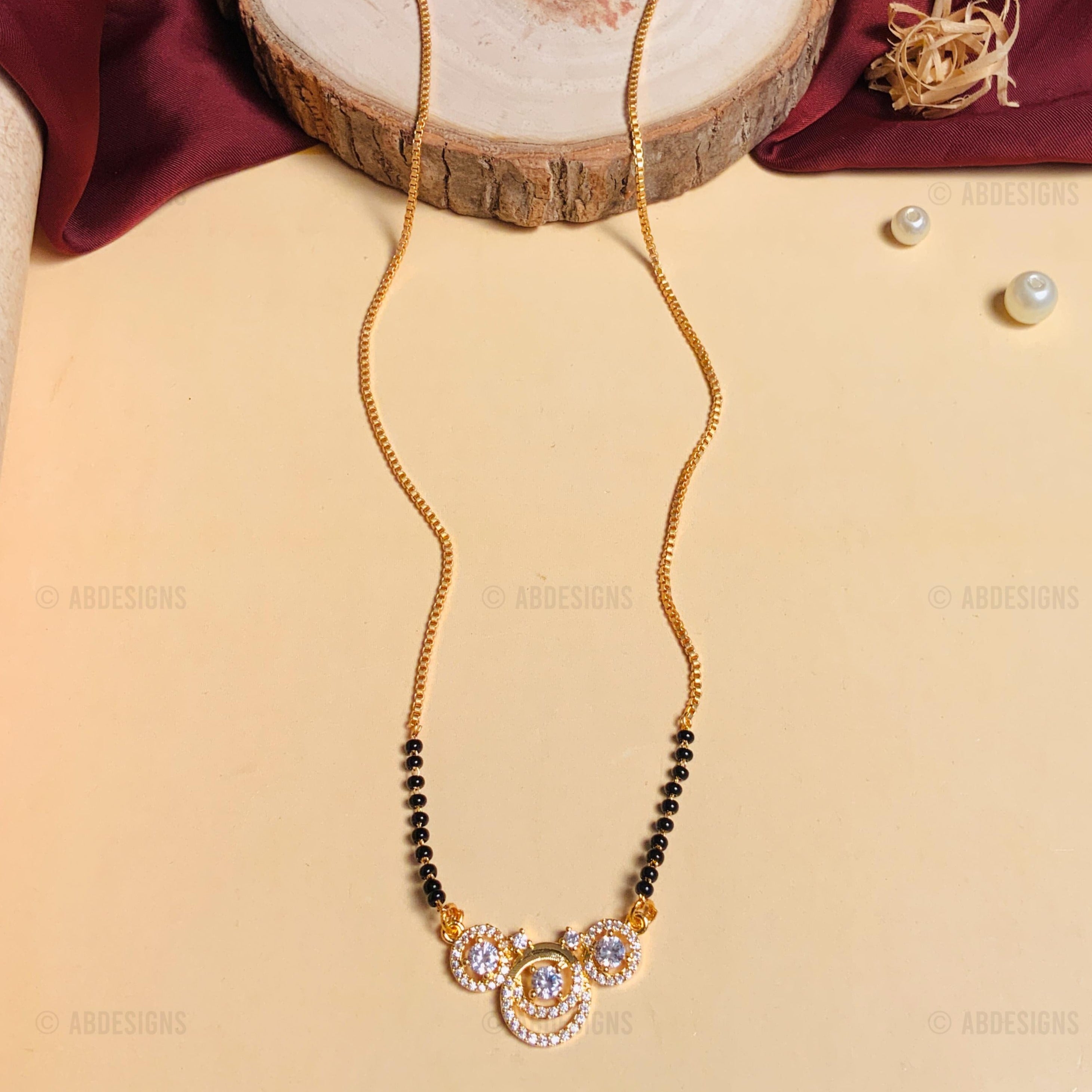 High Quality Bold Gold Plated American Diamond Mangalsutra - mangalsutra by Abdesigns Jewellery