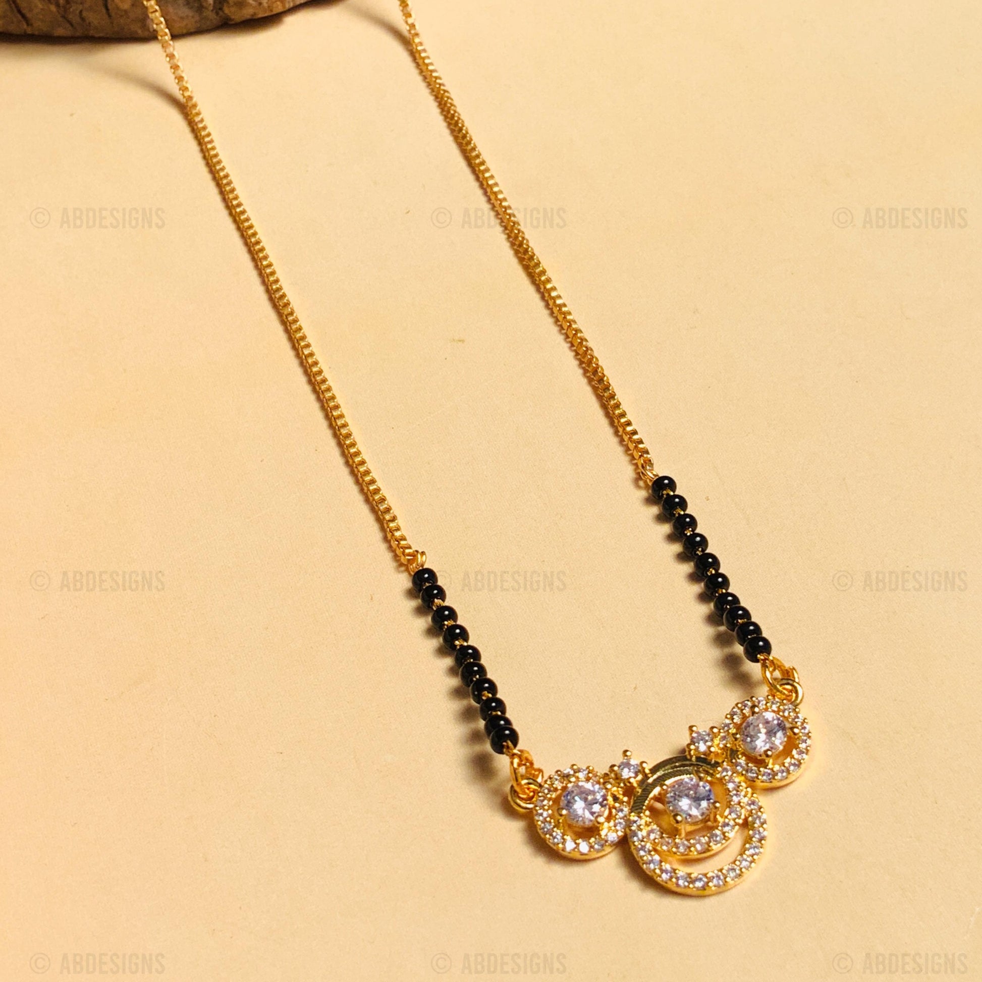 High Quality Bold Gold Plated American Diamond Mangalsutra - mangalsutra by Abdesigns Jewellery