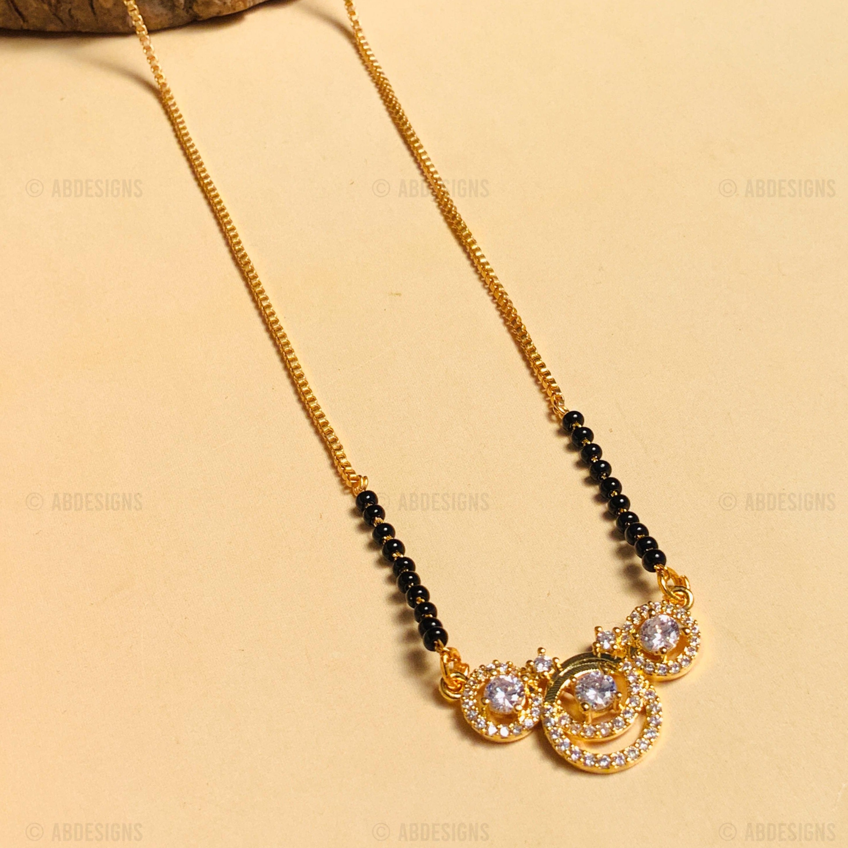 High Quality Bold Gold Plated American Diamond Mangalsutra - mangalsutra by Abdesigns Jewellery