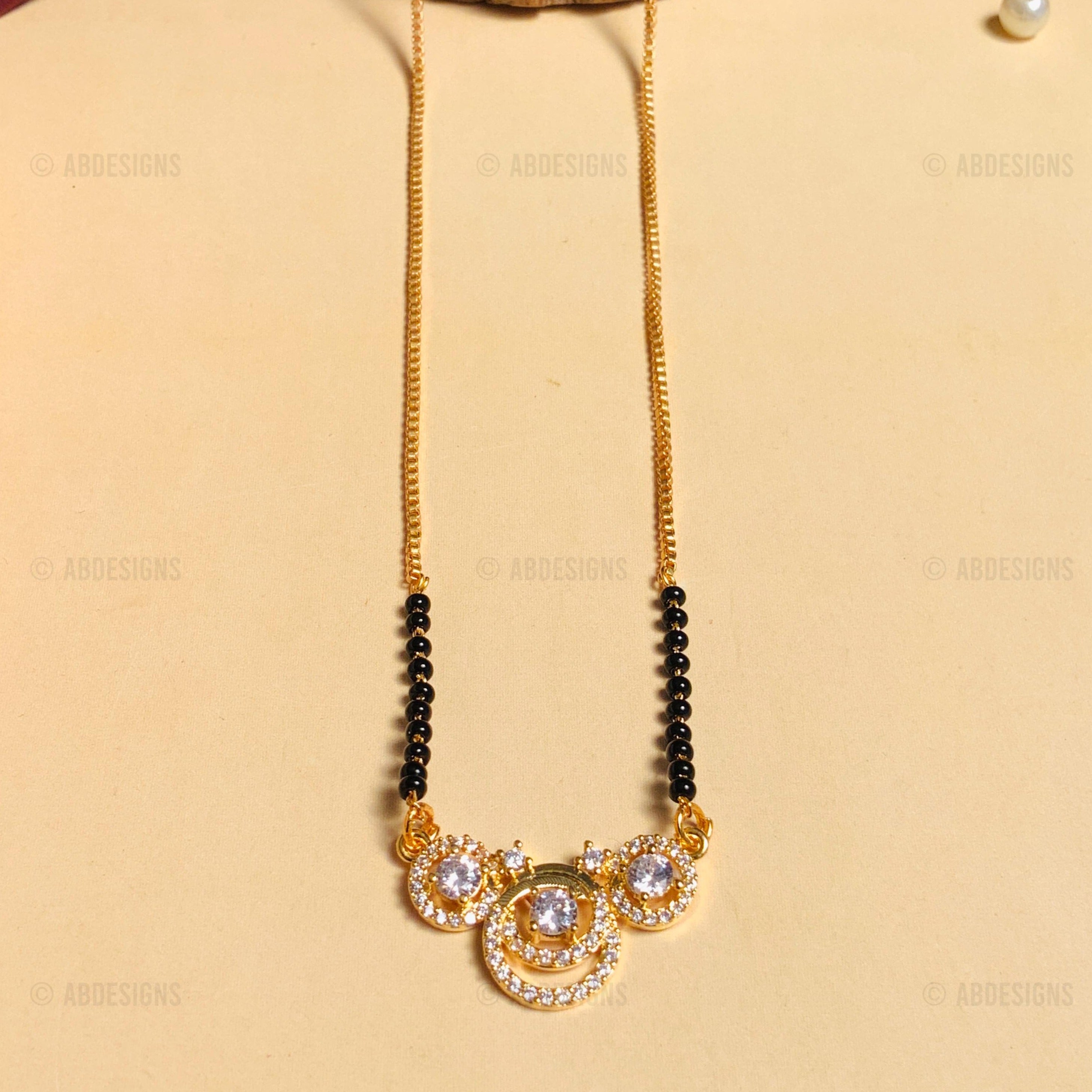 High Quality Bold Gold Plated American Diamond Mangalsutra - mangalsutra by Abdesigns Jewellery