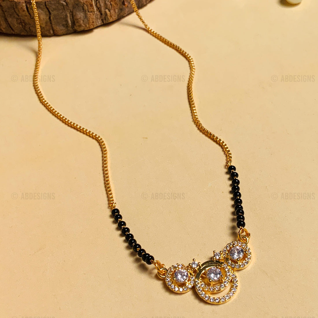 High Quality Bold Gold Plated American Diamond Mangalsutra